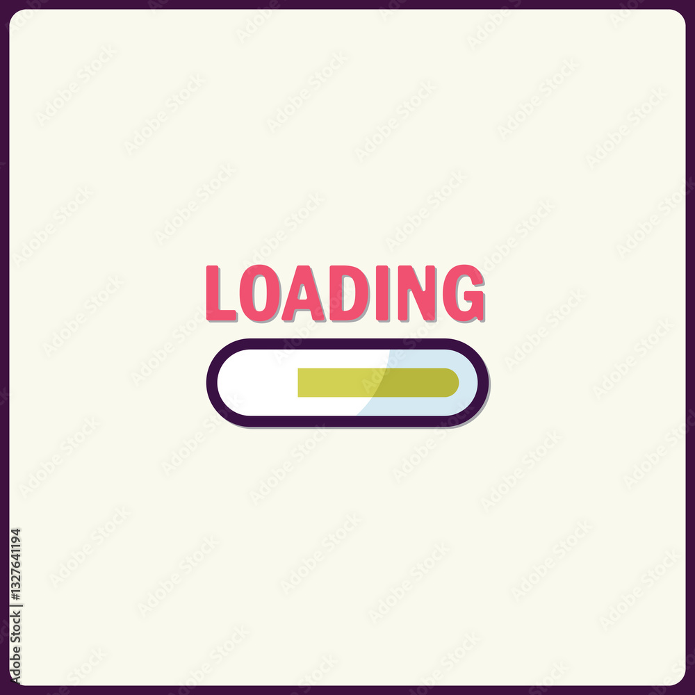 Poster stylized icon symbolizing loading with a progress bar indicating activity