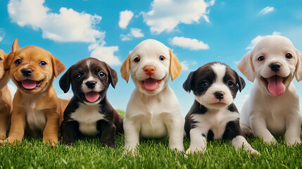 A pet adoption event with playful puppies and a lively atmosphere