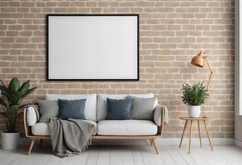 Minimalist house wall blank frame mockup – perfect for design and home photography