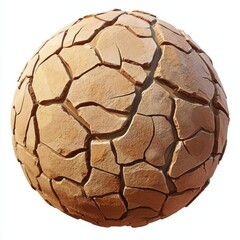 Cracked desert soil texture, isolated on a pure white background