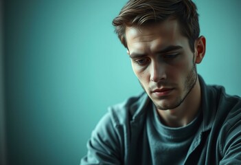 Fototapeta premium Male portrait with melancholic expression