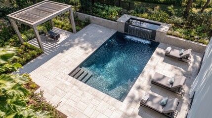 Luxury backyard oasis with pool and pergola