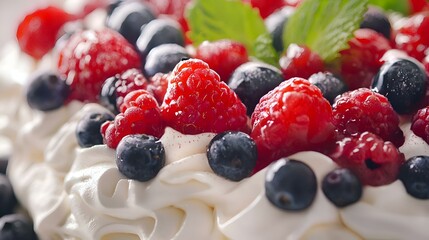 Berry Pavlova Dessert with Cream