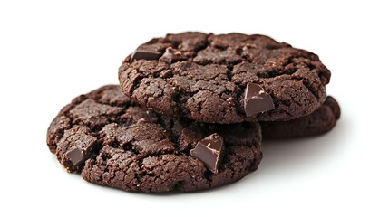 Chocolate cookies isolated on white background