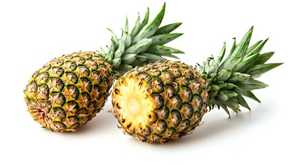 Obraz premium Two Mini Pineapples Isolated on White Background