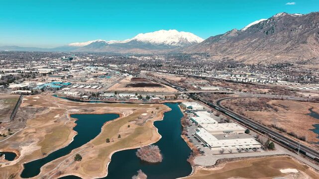 Aerial view of Provo Utah city skyline in America