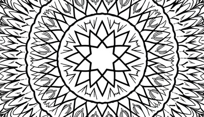 Black and white mandala design with intricate patterns