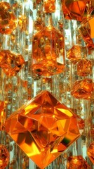 Opulent Amber Crystals: A Stunning 3D Geometric Design
