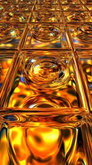 Golden Liquid Crystal Geometric Abstract Art: A Stunning Visual Feast