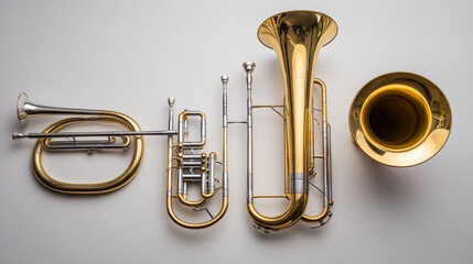 Naklejka premium Trombone tuba trumpet classical sound vector illustration.