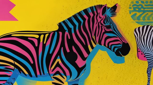 Isolated zebra silhouette with black stripes, a wild animal pattern