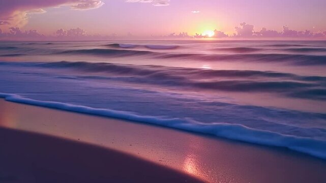 Sanfte Wellen rollen auf sandige K&uuml;ste