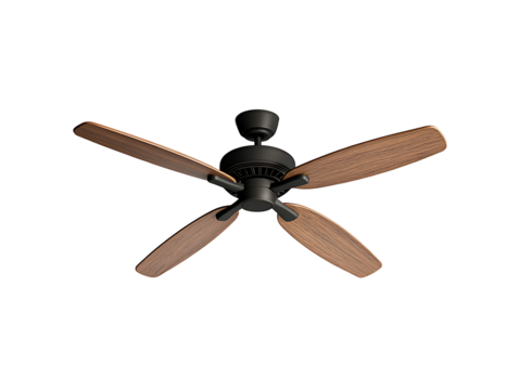 Ceiling fan with wooden blades. A sleek and functional addition to any room, providing both style and efficient air circulation. Modern comfort.