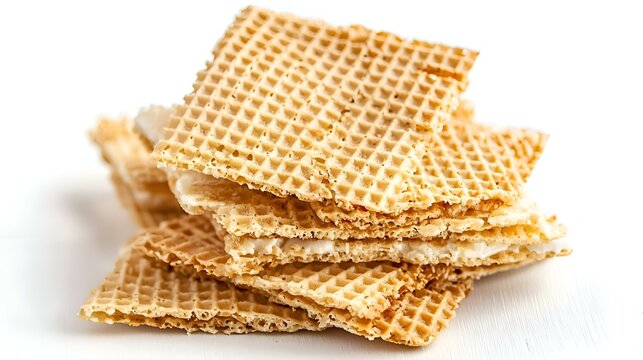 Tumpukan Wafer Renyah Terisolasi Pada Latar Belakang Putih
