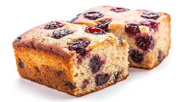 Potongan Kue Ceri Panggang Lezat Terisolasi dengan Latar Belakang Putih