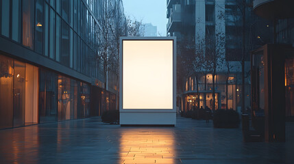 Vertical Lightbox in Urban Setting A Bright Advertising Space