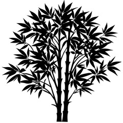 bamboo tree black silhouette vector, Simple silhouette Design vector icon with white background. 