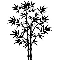bamboo tree black silhouette vector, Simple silhouette Design vector icon with white background. 