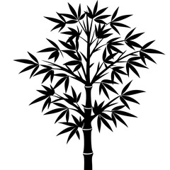 bamboo tree black silhouette vector, Simple silhouette Design vector icon with white background. 