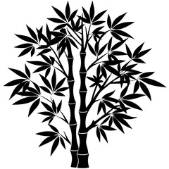 bamboo tree black silhouette vector, Simple silhouette Design vector icon with white background. 