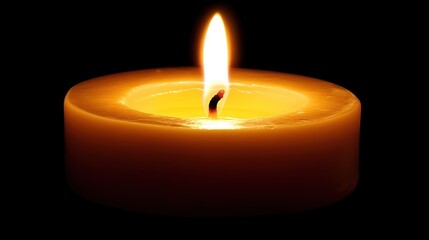 A single burning candle in the dark