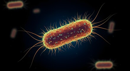 Detailed 3D Bacteria Cell Model on Black Background