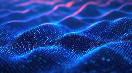 Digital heartbeat line pulsates steadily on a vibrant blue grid background