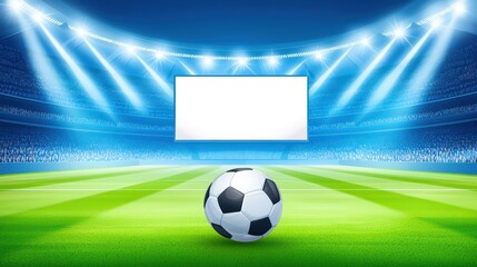 Naklejka premium Massive Sports Event in Stadium with Filled Seating and Bright Lighting for Soccer Match