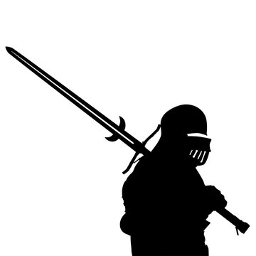 Medieval knight silhouette vector image