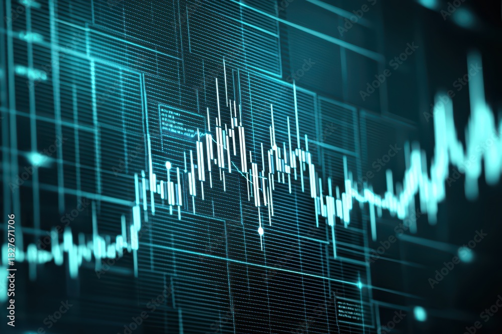 Poster dynamic financial data visualization with technology elements for professional use