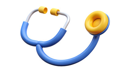3D Render of a Blue and Yellow Stethoscope for Medical Professionals