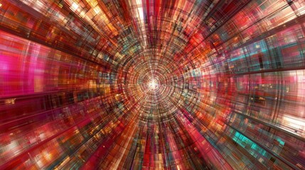 Hypnotic Digital Art: A Colorful Abstract Journey Through a Futuristic Tunnel