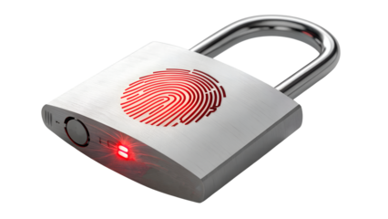 Secure Fingerprint Access Padlock Digital Security Concept for Websites and Marketing Materials