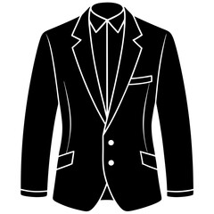  blezer for man black silhouette vector, Simple silhouette Design vector icon with white background. Textile Vector , suit vector
