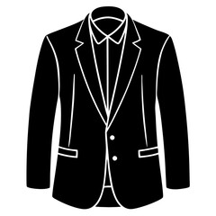  blezer for man black silhouette vector, Simple silhouette Design vector icon with white background. Textile Vector , suit vector