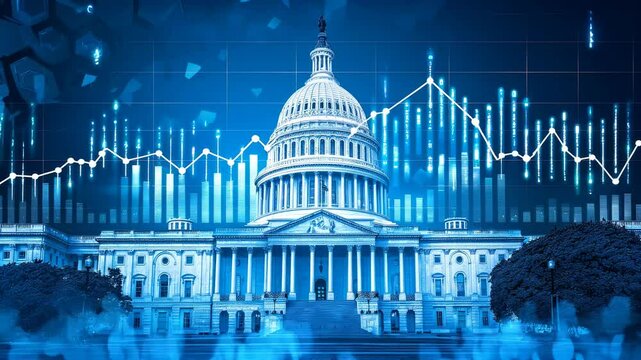 Capitol building and stock market graph representing financial regulation and economic policy impact