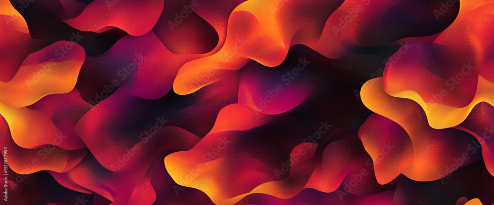 Aufkleber Abstract image of red and orange flowing shapes creating a dynamic and vibrant texture, showcasing energy, movement, and intensity, ideal for a modern design background