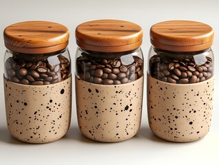 Unique Glass Jars Filled With Coffee Beans Display Artistic Design and Storage Solution for Coffee Enthusiasts