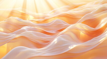 Fototapeta premium Layers of pure translucent liquid stretching outward in vivid tones of peach nectar and goldenrod