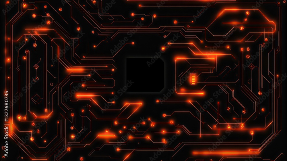 Wall mural abstract circuit board, glowing technology background, possible use for tech presentation