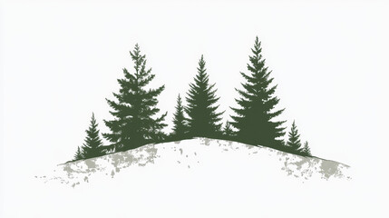 Obraz premium Forest tree vector silhouette outdoor travel green silhouette forest logo coniferous natural badge tops pine spruce branch cedar and plant leaf abstract stem drawing vector illustration.