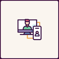 Modern Icon Design Illustrating Remote Communication Technologies Connection