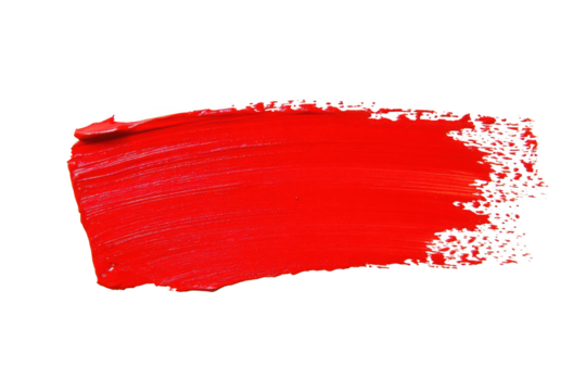 Red oil paint brush stroke on a white background