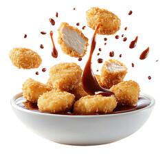 A Crispy Chicken Nuggets Platter with Barbecue Sauce Isolated on Transparent Background