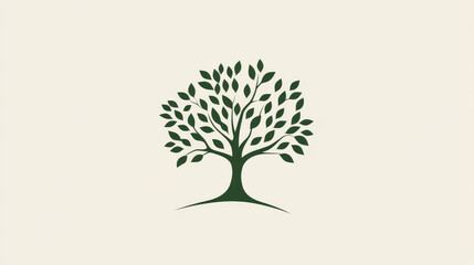 Obraz premium Tree vector logotype silhouette oak treetops illustration isolated green forest badge logo branch line-tree collection.