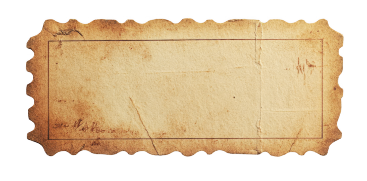 Vintage blank paper ticket with a grunge edge on a white background