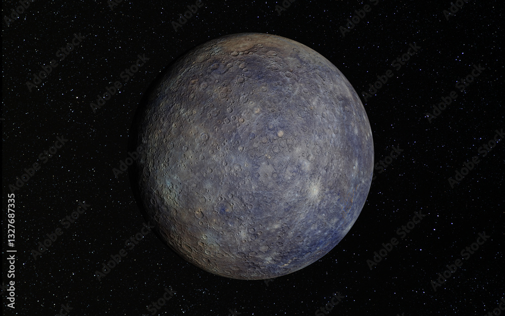 Wall mural mercury with stars in the background. elements of this image furnished by nasa.