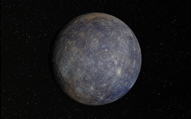 Mercury with stars in the background. Elements of this image furnished by NASA.