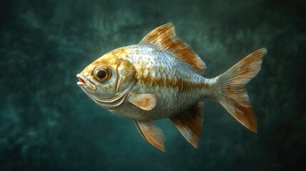 Fototapeta premium A goldfish swimming in the water with its mouth open