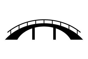 Bridge icon. Black silhouette. Side view. Vector simple flat graphic illustration. Isolated object on white background. Isolate.
